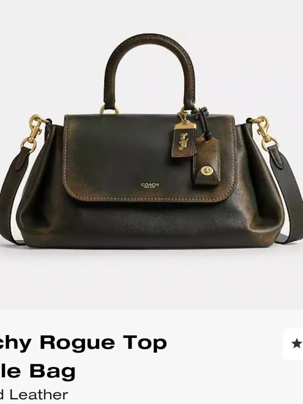 New Coach Slouchy Rogue in Green loved leather Satchel bag